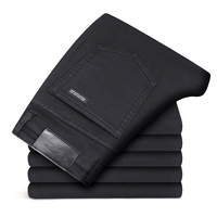 2019 czarne szare marki jeansowe spodnie męskie ubrania elastyczność obcisłe dżinsy rurki Business Casual męskie jeansowe obcisłe spodnie w stylu klasycznym 2
